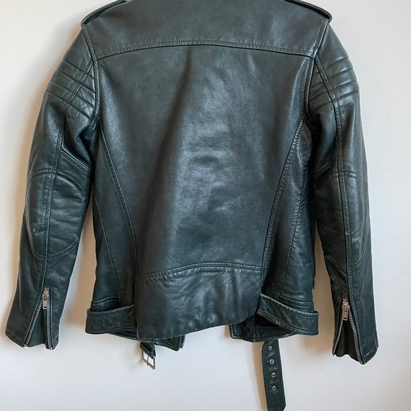 BLK DNM Emerald Blue Leather Jacket - Picture 4 of 5